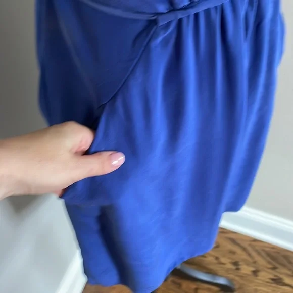 Wildred Aritzia silk 100% dress blue with fringe details - Picture 3 of 11